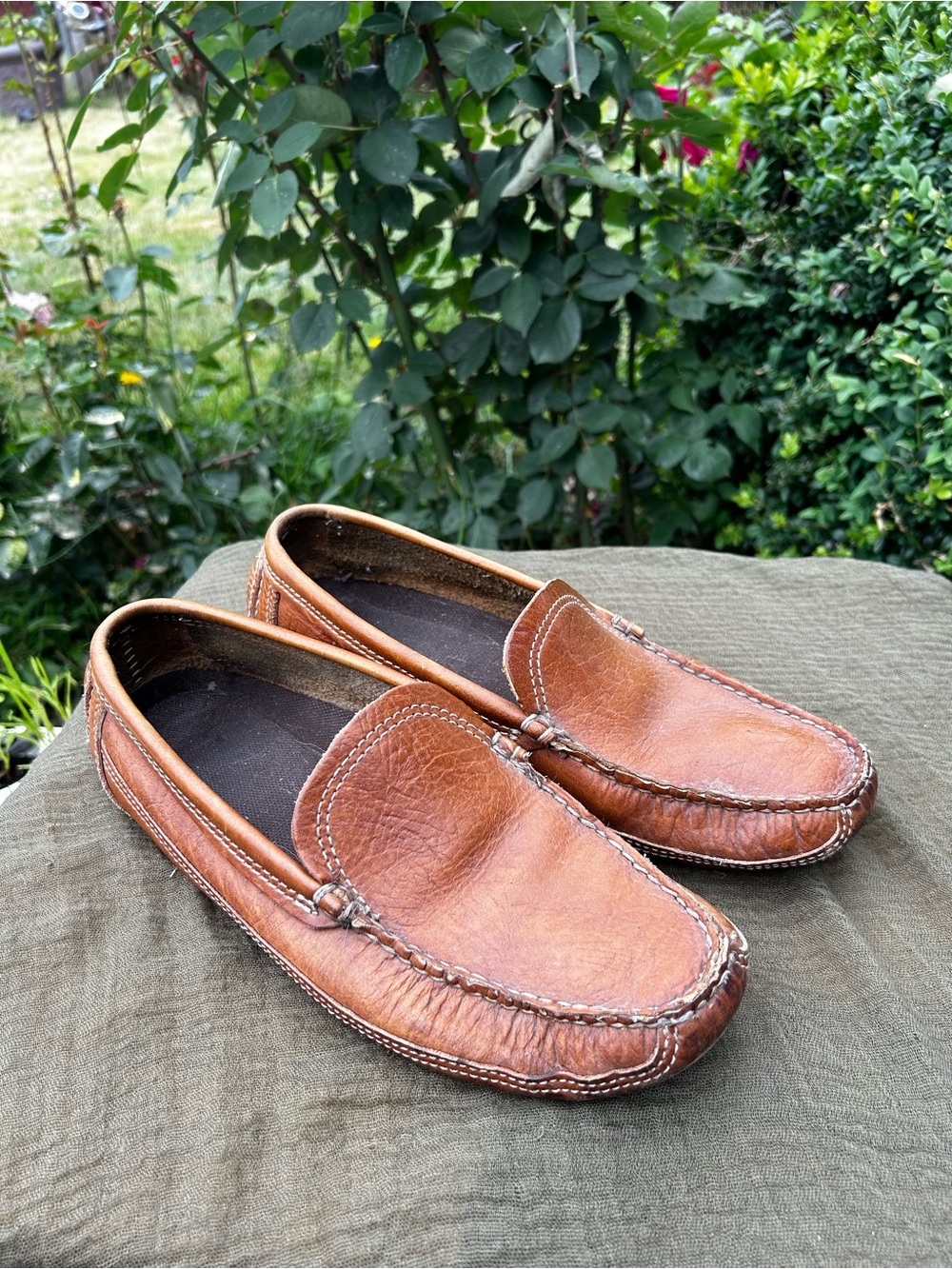 Duluth Trading Co Men’s Brown Pebble Leather Driving Loafer Shoes Size 10W